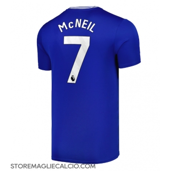 Everton Dwight McNeil #7 Maglia Gara Casa Repliche 2024-25 Maniche Corte